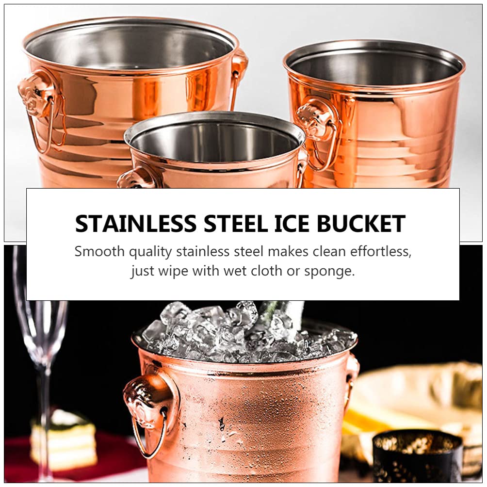 Premium Stainless Steel Ice Bucket for Cocktail Bar - Thickened Rose Gold Ice Storage Container with Scoop - Perfect for Home Bars, Parties, and Wedding Receptions
