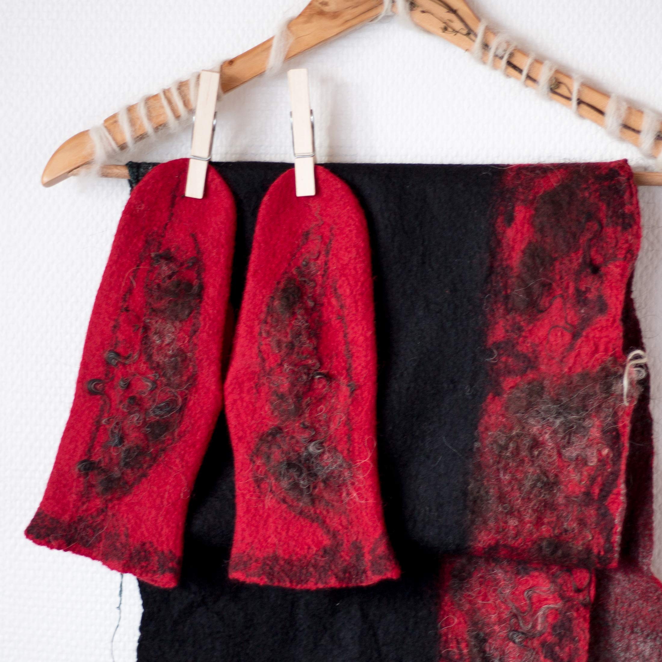 Wool Felt Blanket Scarf for Women - Black & Red Plaid Winter Wrap Shawl - Cozy Fashion Accessory for Cold Weather, Travel & Outdoor Activities