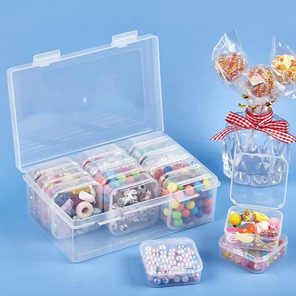EXCEART Clear Tote Box Grid Storage Organizer for Earrings, Rings & Necklaces - Jewelry Box with Mini Compartments - Perfect for Birthday, Mother's Day Gifts & Jewelry Organization at Home