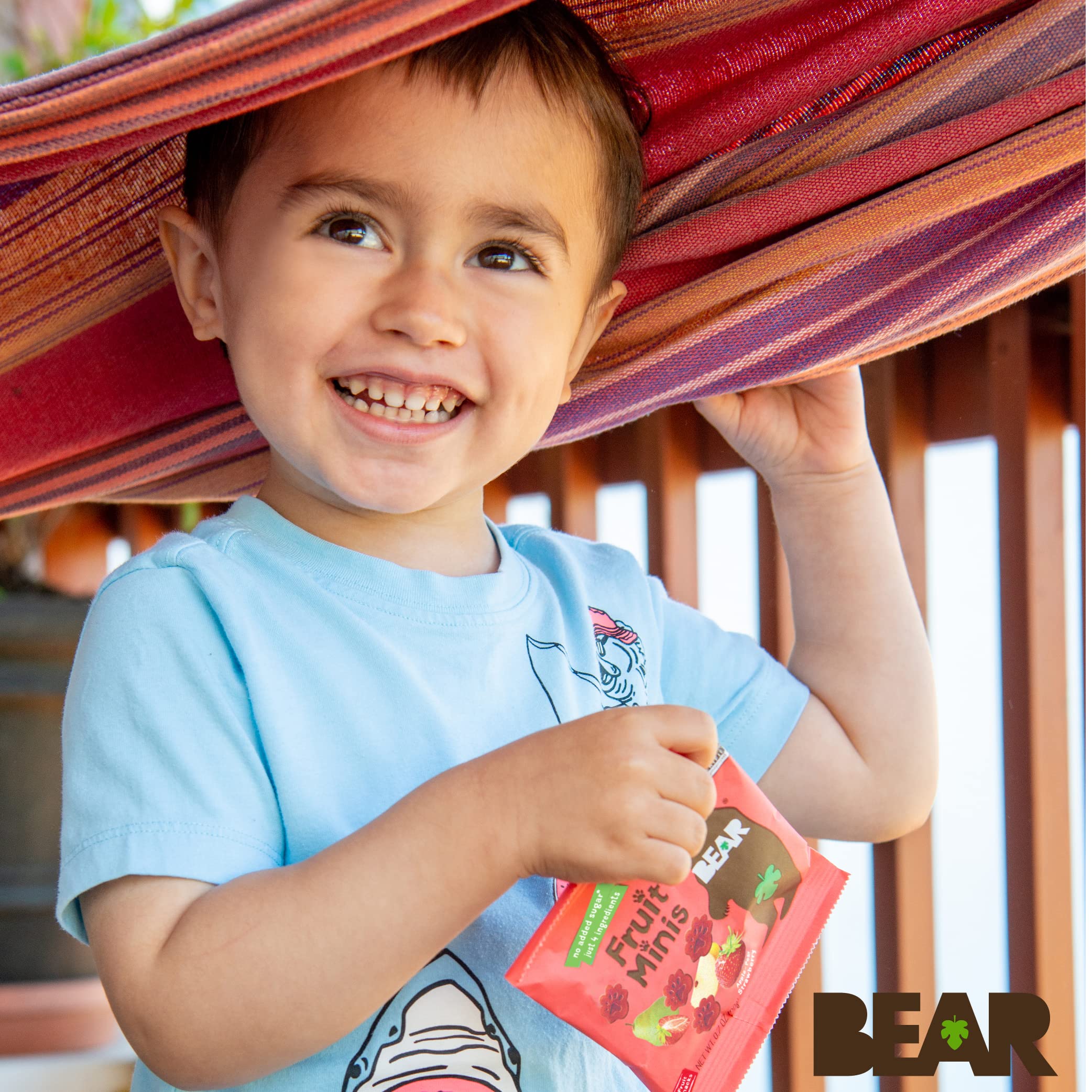BEAR Real Fruit Snack Minis, Strawberry - 18 Pack of Healthy Gluten Free Vegan Non-GMO Bite-Sized Snacks (0.7 Oz) - Perfect for Kids Lunchboxes, School Snacks & On-the-Go Healthy Treats