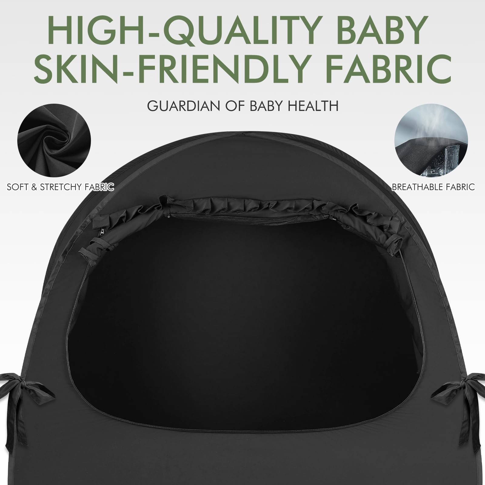 Blackout Crib Tent for Pack N Play - Portable Travel Crib Cover with Breathable Mesh & Safe Bottom Design - Blocks 70% Light for Better Baby Sleep - Ideal for Travel, Daycare & Home Use