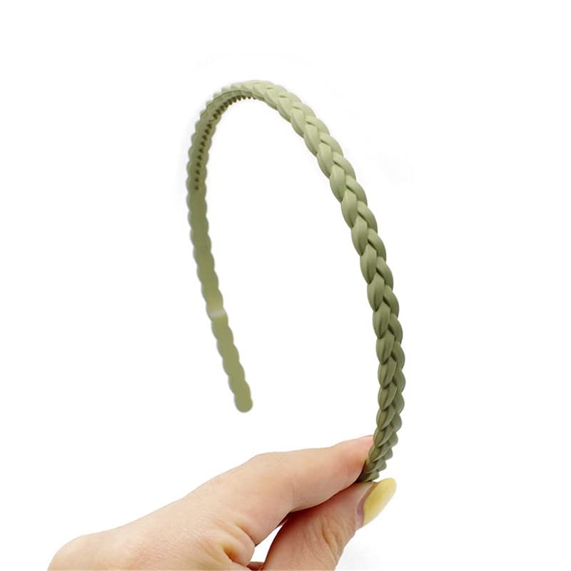 Women's Fashion Braided Plastic Twist Thin Headbands - 6pcs Set, Glitter Hairbands & Elastics for Thick or Fine Hair - Perfect for Workouts, Yoga, Office & Everyday Styling