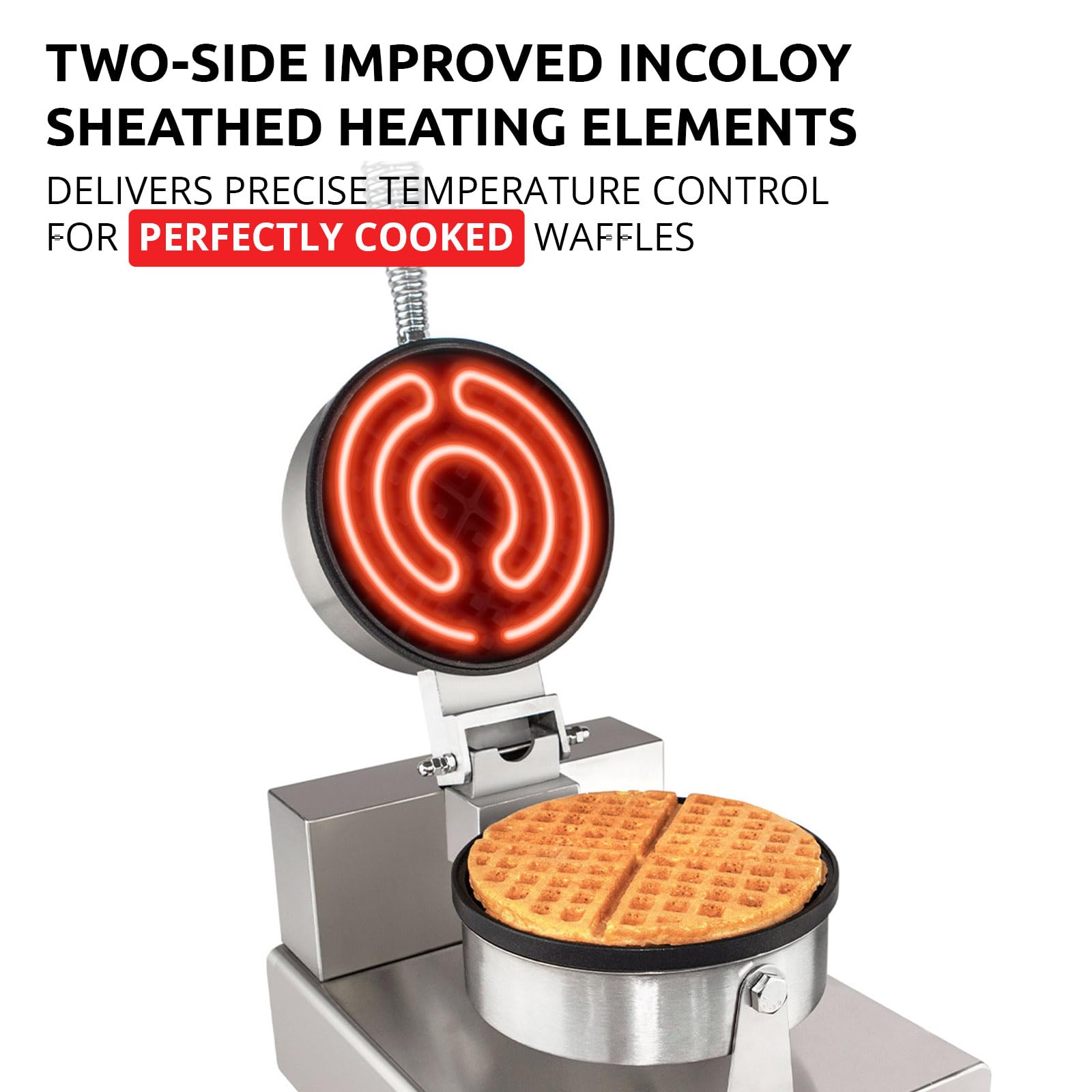 ALDKitchen Belgian Waffle Maker - Professional Round-Shape Thin Waffle & Cone Iron | Stainless Steel 110V for Home Kitchen | Perfect for Breakfast, Desserts, and Party Snacks