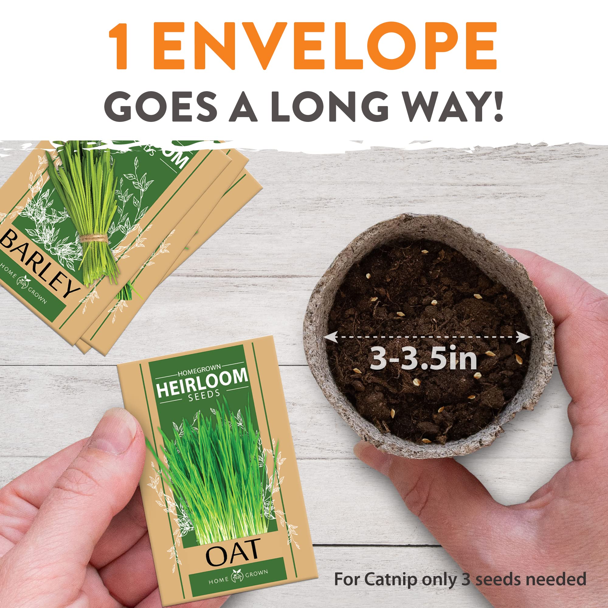**Organic HOME GROWN Cat Grass Seeds for Indoor Cats - Bulk Heirloom Cat Grass Seed Refill Kit (4-Pack) - Perfect for Cat Litter Box, Scratching Post & Play Areas**