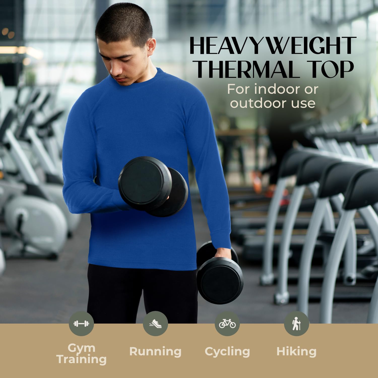 JMR Men’s Heavyweight Waffle Thermal Shirt - 100% Cotton Long Sleeve Base Layer - Warm & Breathable Winter Underwear for Outdoor Activities, Hiking, and Camping