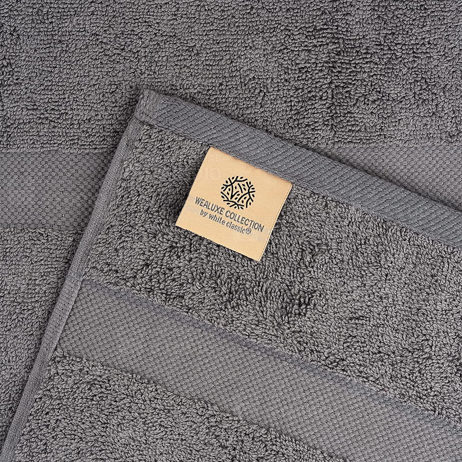 Premium Wealuxe Charcoal Bath Towels Set of 4 - 100% Cotton Ultra Soft & Absorbent Quick-Dry Towels (27x52 Inch) for Luxury Hotel, Spa, Gym & Home Bathroom Use - Perfect for Pool, Beach & Guest Bath Essentials