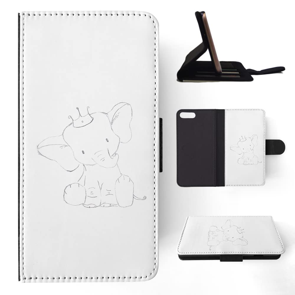 Cute Baby Elephant Flip Wallet Phone Case for Apple iPhone 7 Plus & iPhone 8 Plus - Stylish Protective Cover with Card Slots for Everyday Use