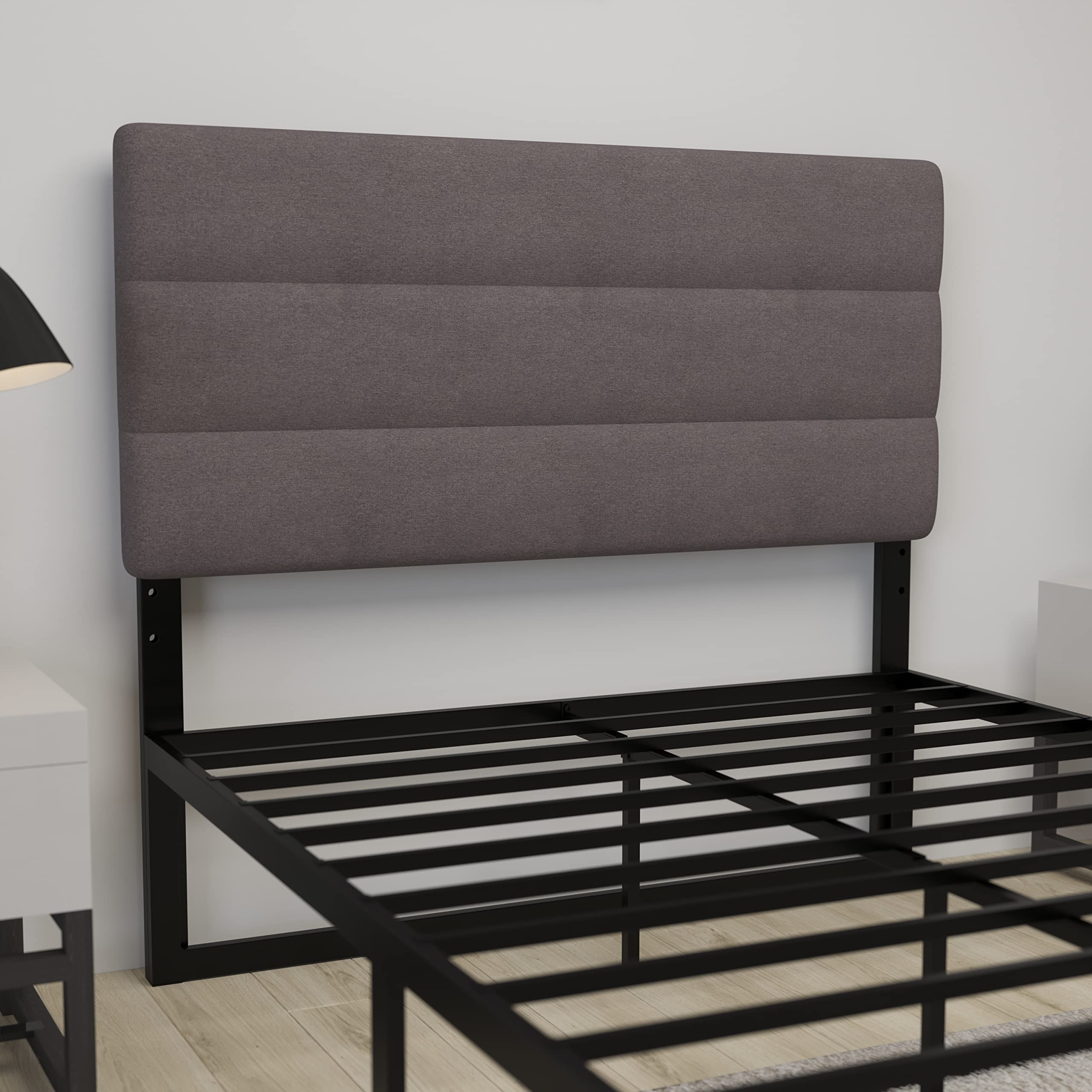 Merrick Lane Coppola Full Size Upholstered Headboard - Gray Button Tufted Fabric with Metal Legs & Adjustable Slots - Fits Most Standard Bed Frames - Perfect for Master Bedroom, Guest Room & Apartment Decor