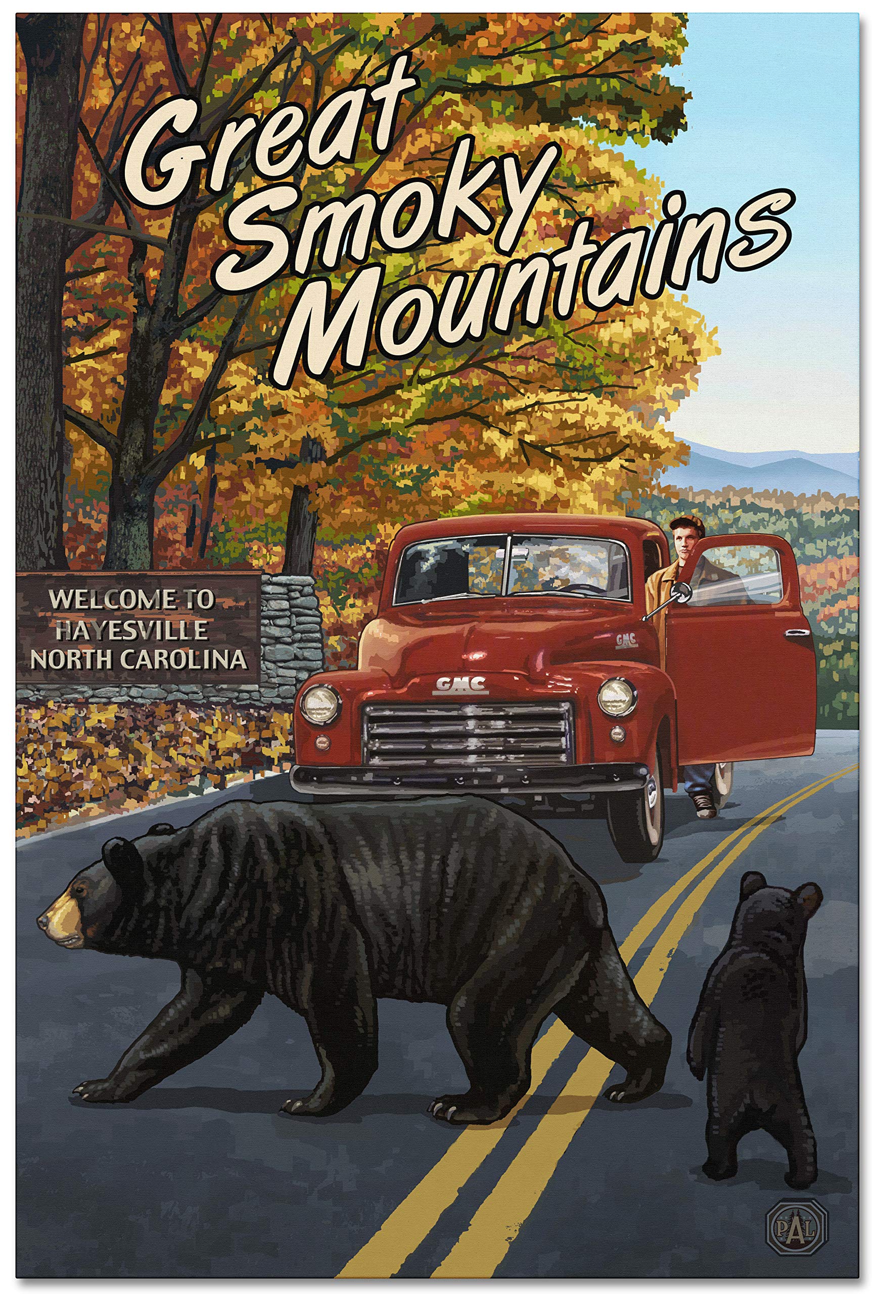 Hayesville North Carolina Truck with Sign Giclee Archival Canvas Print Wall Art - 30