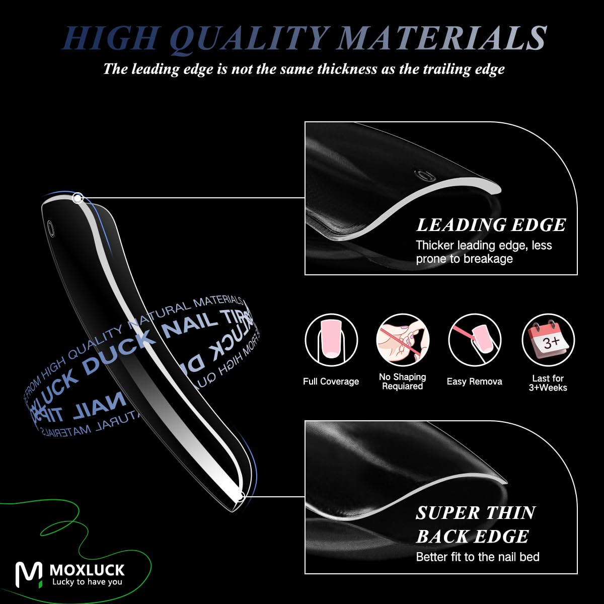 Premium 120Pcs Clear Curved Duck Nail Tips - Full Cover Acrylic False Nails for Extensions, 12 Sizes Wide Short French Fake Nails - Perfect for Home DIY Manicure, Nail Art & Salon Professional Use