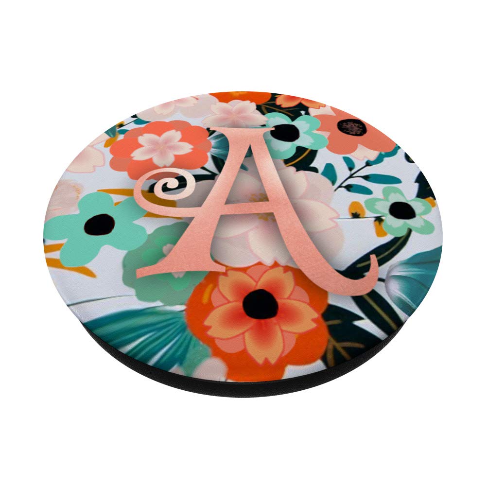 Golden Rose Letter A on Orange Teal Floral Design - Perfect for Home Decor, Wall Art, and Gift Giving