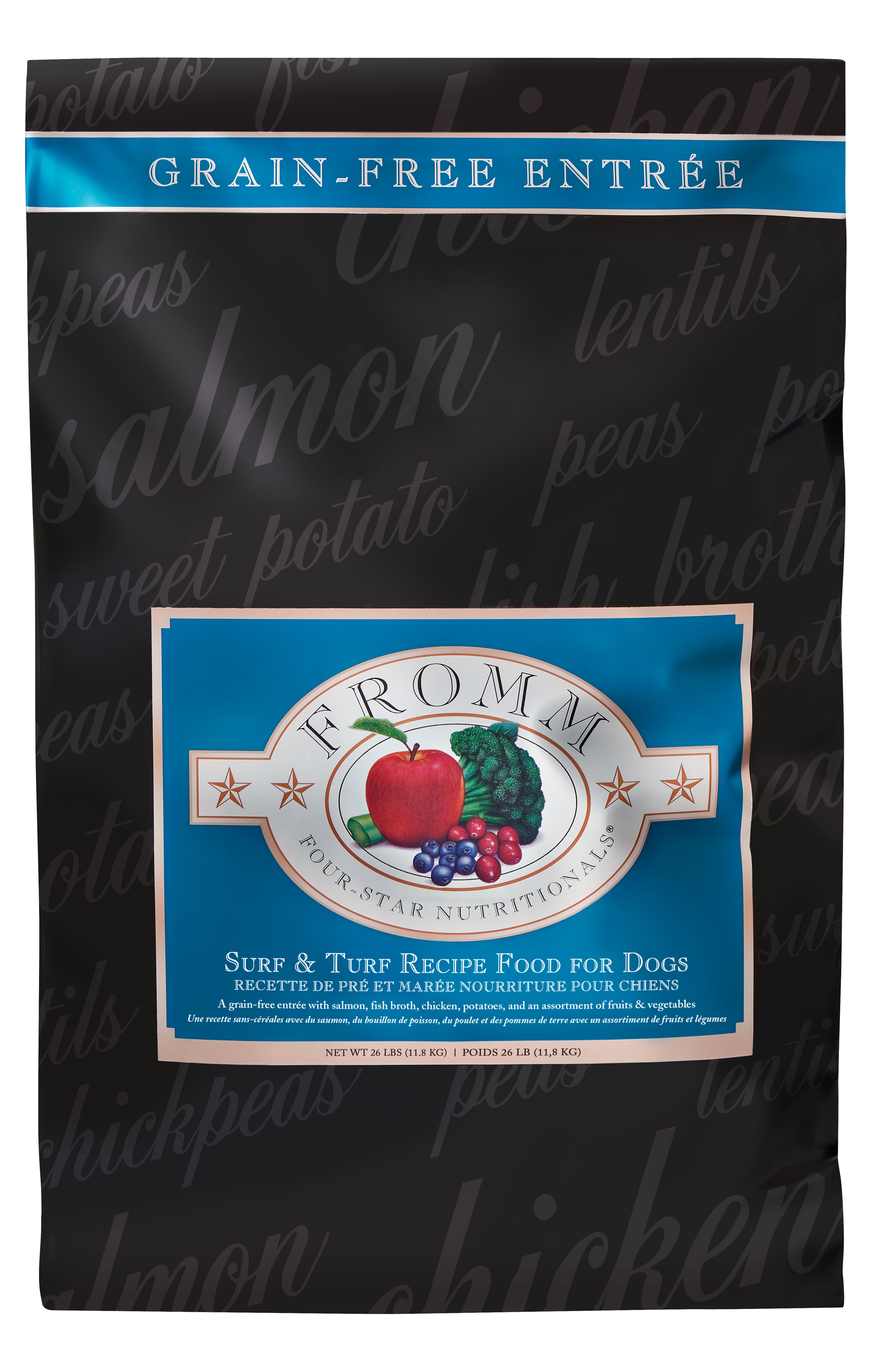 Fromm Four Star Grain Free Dry Dog Food - Surf & Turf Recipe - High Protein, Natural Ingredients for Adult Dogs - Perfect for Active Pets & Sensitive Stomachs