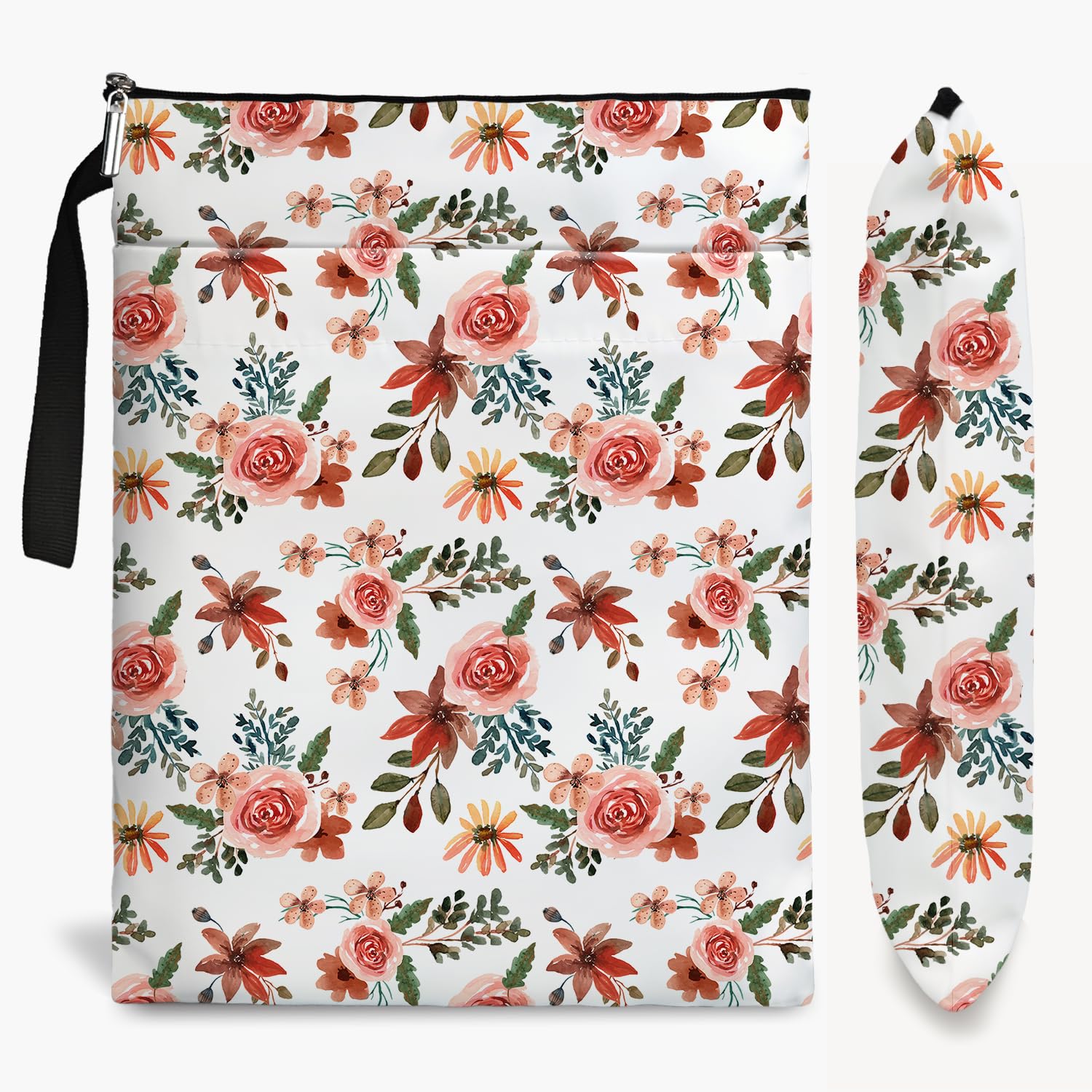 Premium Book Sleeve with Zipper Protector - Waterproof Hardcover & Paperback Book Cover - Wildflowers Pattern Book Pouch - Perfect Gift for Book Lovers (Women, Birthday, Graduation) - Pale Pink Wildflower Large Size - Ideal for Travel, School & Library Use