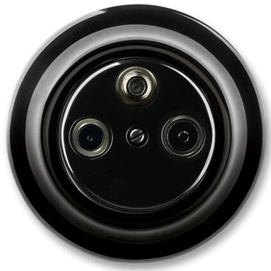 ABB Decento Black Porcelain Antenna Outlet for TV/SAT/RA - Perfect for Home Theater & Satellite TV Installations