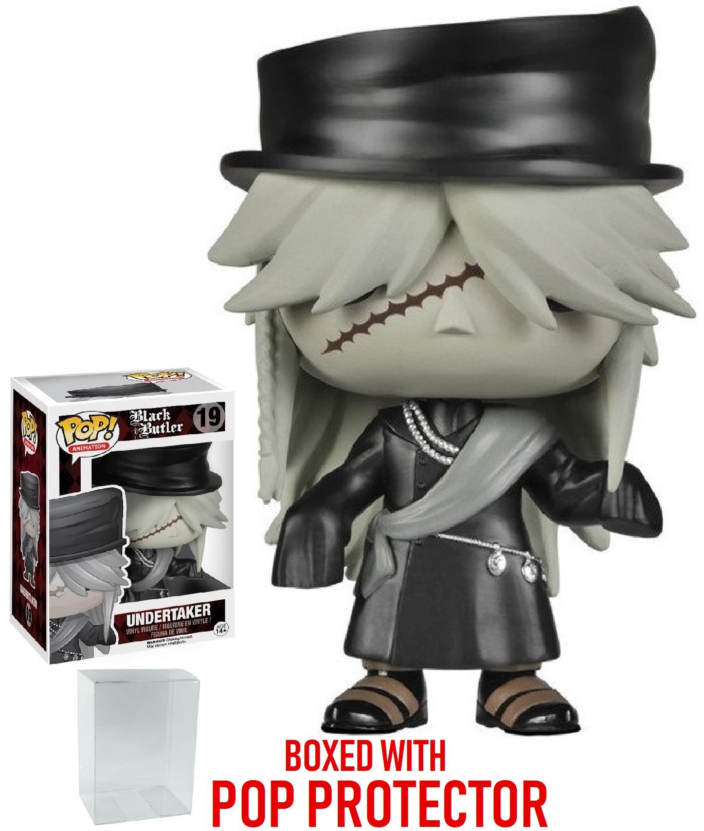Funko Pop! Anime: Black Butler - Undertaker #19 Vinyl Collectible Figure with Pop Protector Case | Anime Merchandise for Fans, Gift for Collectors, Perfect for Display in Home or Office