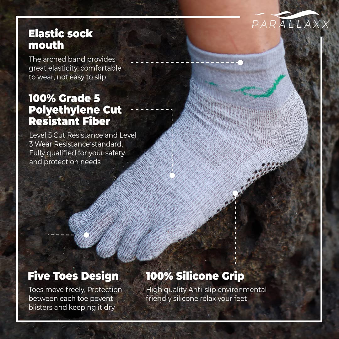 Parallaxx Barefoot Action Socks - Cut Resistant Socks for Foot Protection | Toe Socks for Men & Women | Perfect for Running, Hiking & Outdoor Activities