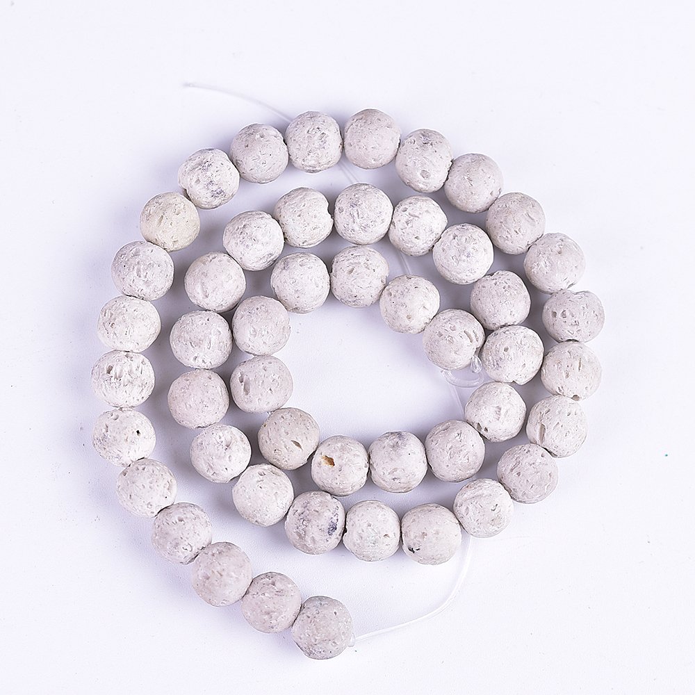6mm White Lava Rock Stone Beads - 60pcs Natural Gemstone Beads for Jewelry Making, DIY Bracelets, Essential Oil Diffuser - Healing Energy Stones for Meditation, Yoga & Spiritual Practices