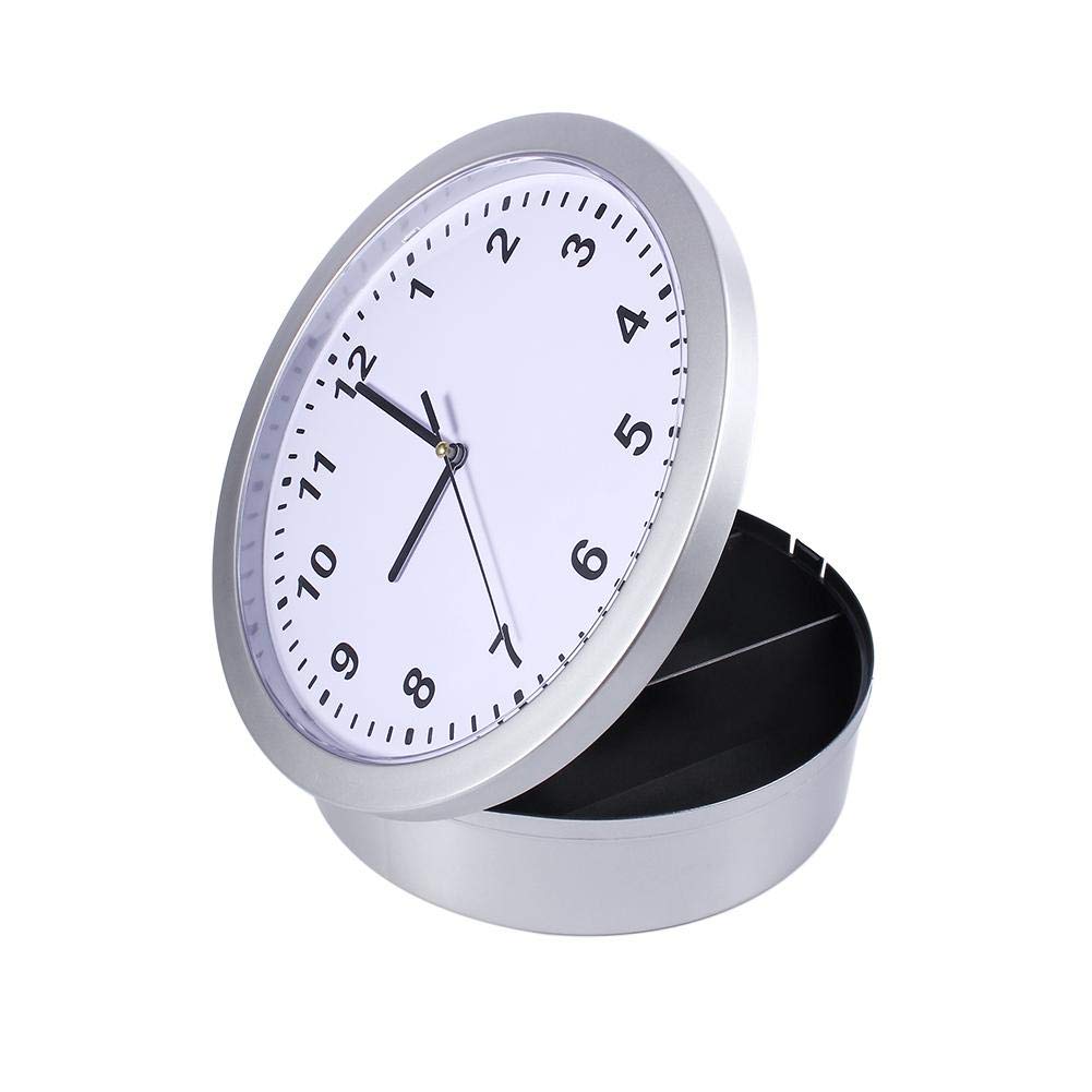 Hidden Secret Wall Clock Safe Box with 3 Shelves - Secure Storage for Money, Jewelry & Valuables (Silver) | Ideal for Home, Office & Travel Security