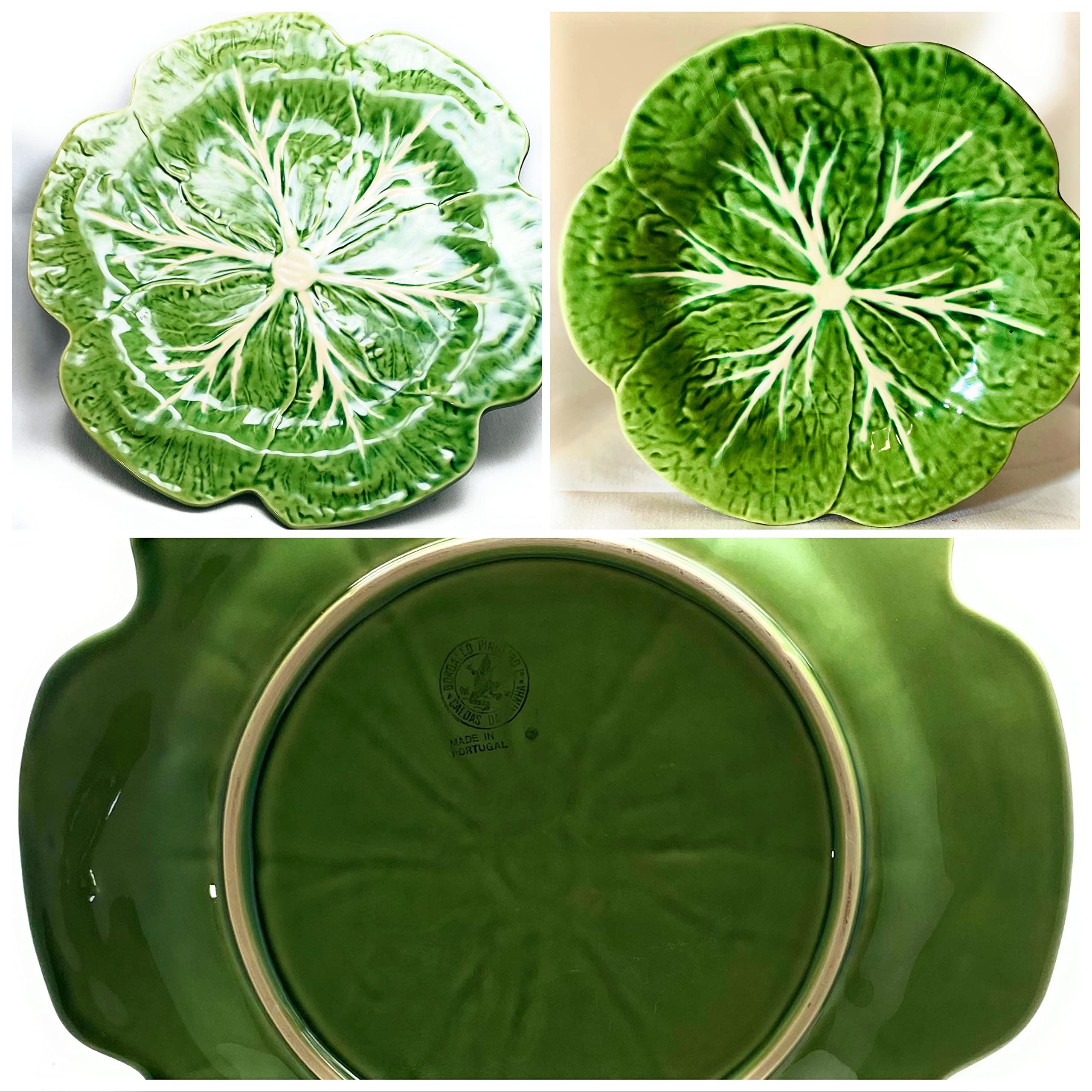 Bordallo Pinheiro 12 Inch Green Cabbage Dinner Plate - Handmade Majolica Ceramic Charger Plate from Portugal - Perfect for Farmhouse Dining, Wedding Decor & Rustic Table Settings