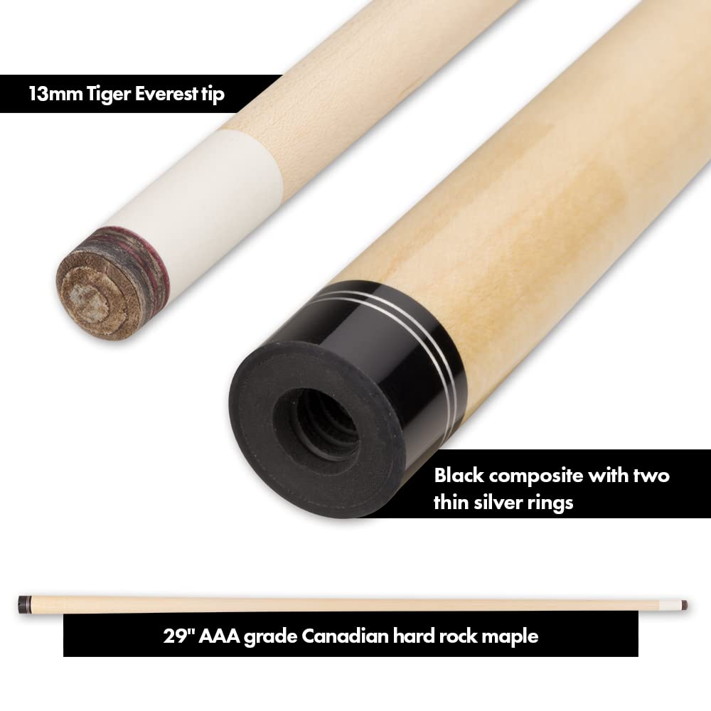 Elite Prestige EP40 Ash Pool Cue Stick with Black Matte Finish - Professional Billiards Accessory for Home Game Rooms & Bars