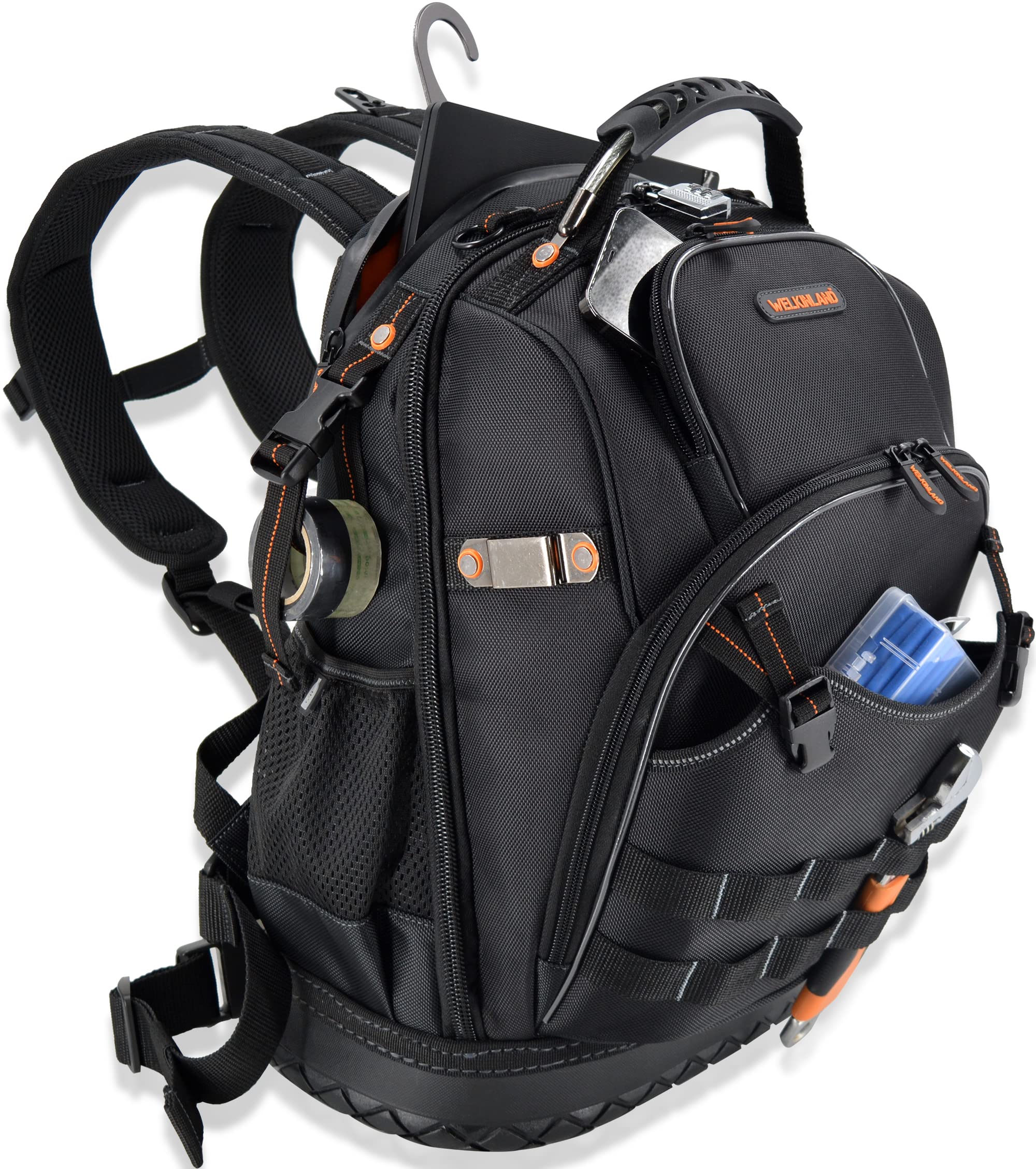 WELKINLAND 77-Pockets Heavy Duty Tool Backpack for Men - Large HVAC & Electrician Tool Bag Backpack for Construction, Repair & Maintenance - Durable Work Backpack for Professionals & DIY Enthusiasts