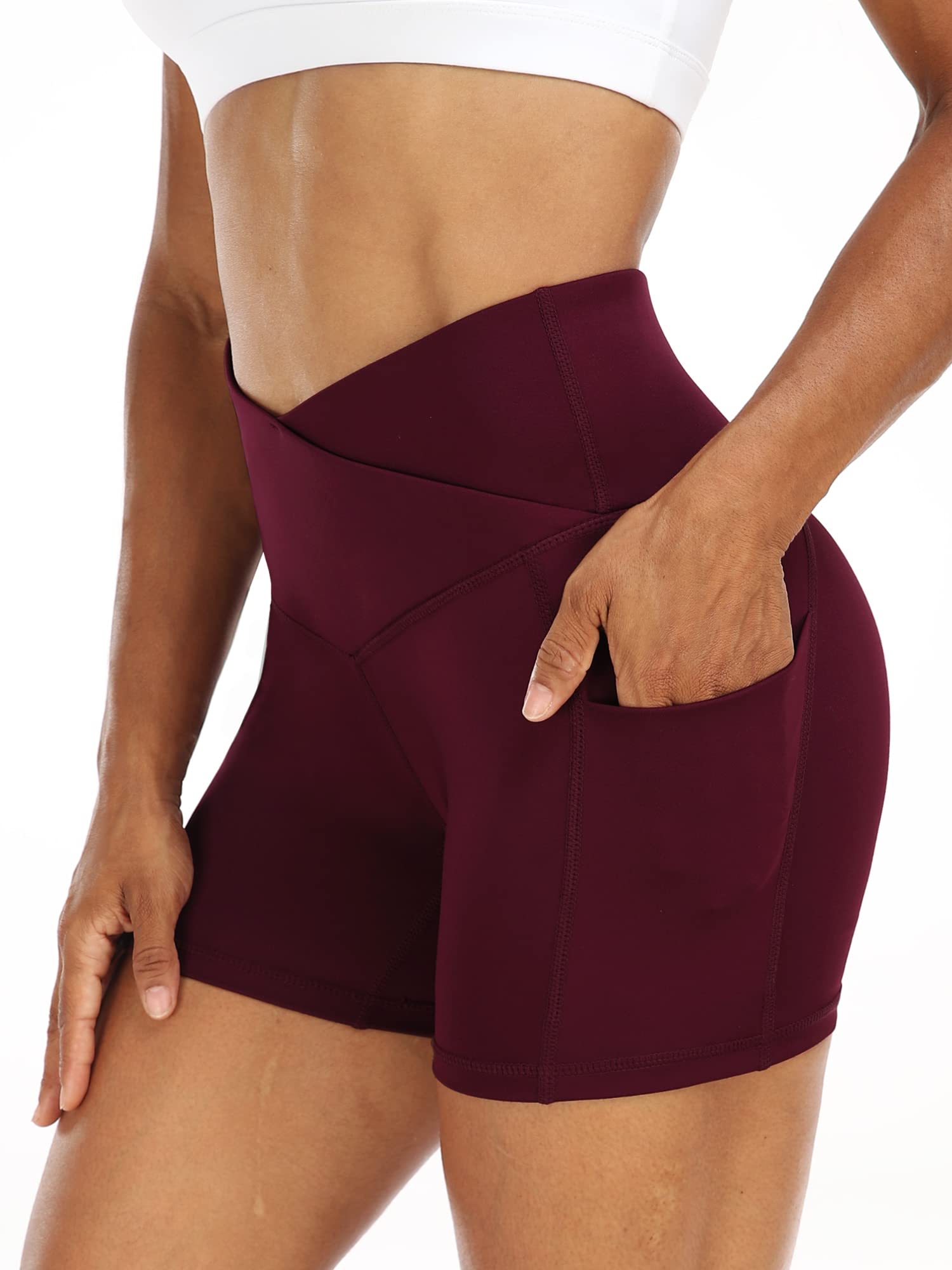 CADMUS 3 Pack Women's High Waisted Yoga Shorts - Spandex Workout Biker Shorts with Deep Side Pockets for Running, Gym & Lounge Wear