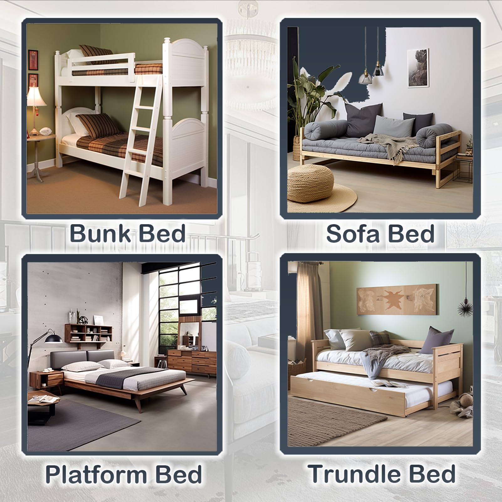 NobleRealm® Heavy Duty Queen Size Bed Frame (60x80 inches) - Foldable Box Spring, Bunkie Board & Bed Support Slats | Modular Design for Easy Setup & Portability | Perfect for Guest Rooms, Dorms & Small Spaces