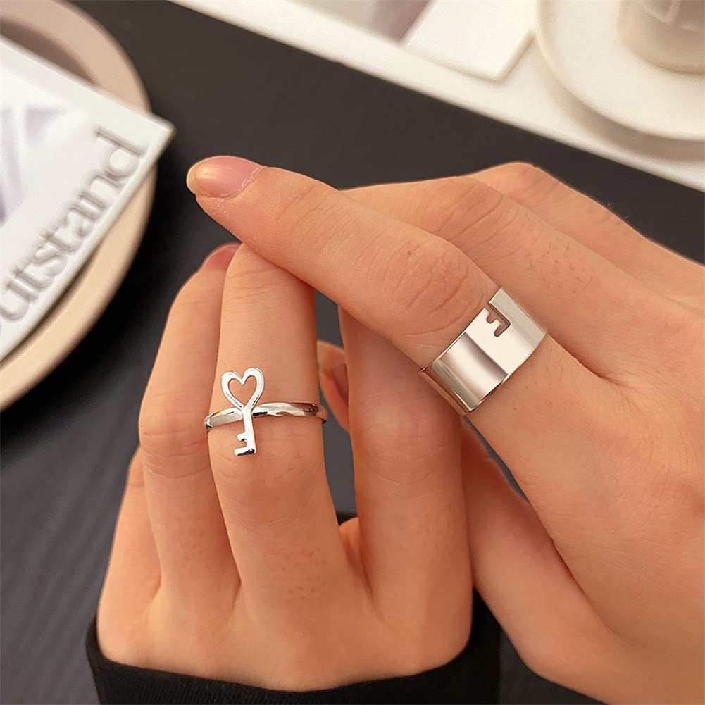 Best Friends BFF Rings for Couples - Matching Love Heart Moon Star Planet Promise Rings for Women & Men | TikTok Y2K Jewelry Gift for Anniversaries, Valentine's Day & Romantic Occasions