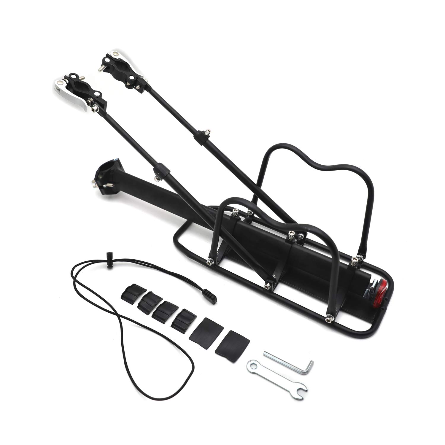 HTTMT Bike Rear Rack - Quick Release Metal Pannier Rack with Fender & Luggage Carrier for Bicycles | Universal Fit for Road & Mountain Bikes | Perfect for Commuting, Touring & Grocery Hauling [P/N: ET-BIKE-RACK002-BK]