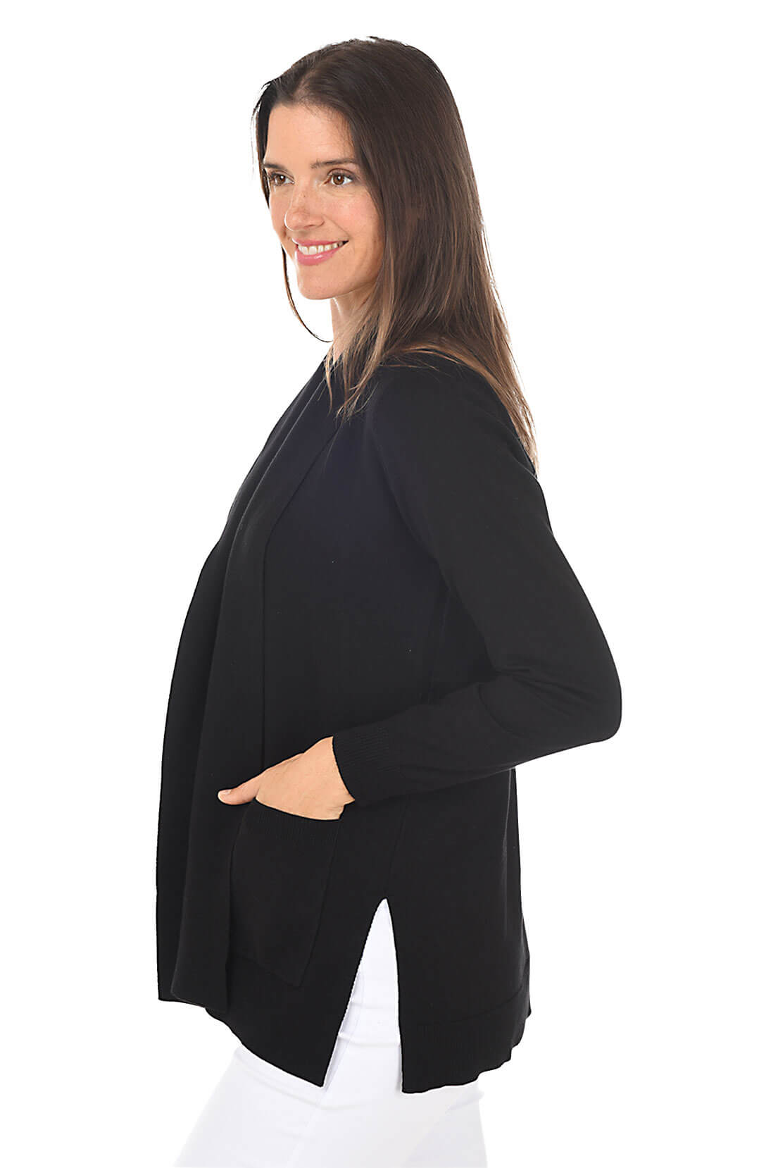 Cozy Long Sleeve Double Pocket Cardigan for Women - Soft Knit Open Front Sweater - Perfect for Fall Layering, Office Wear & Casual Outfits