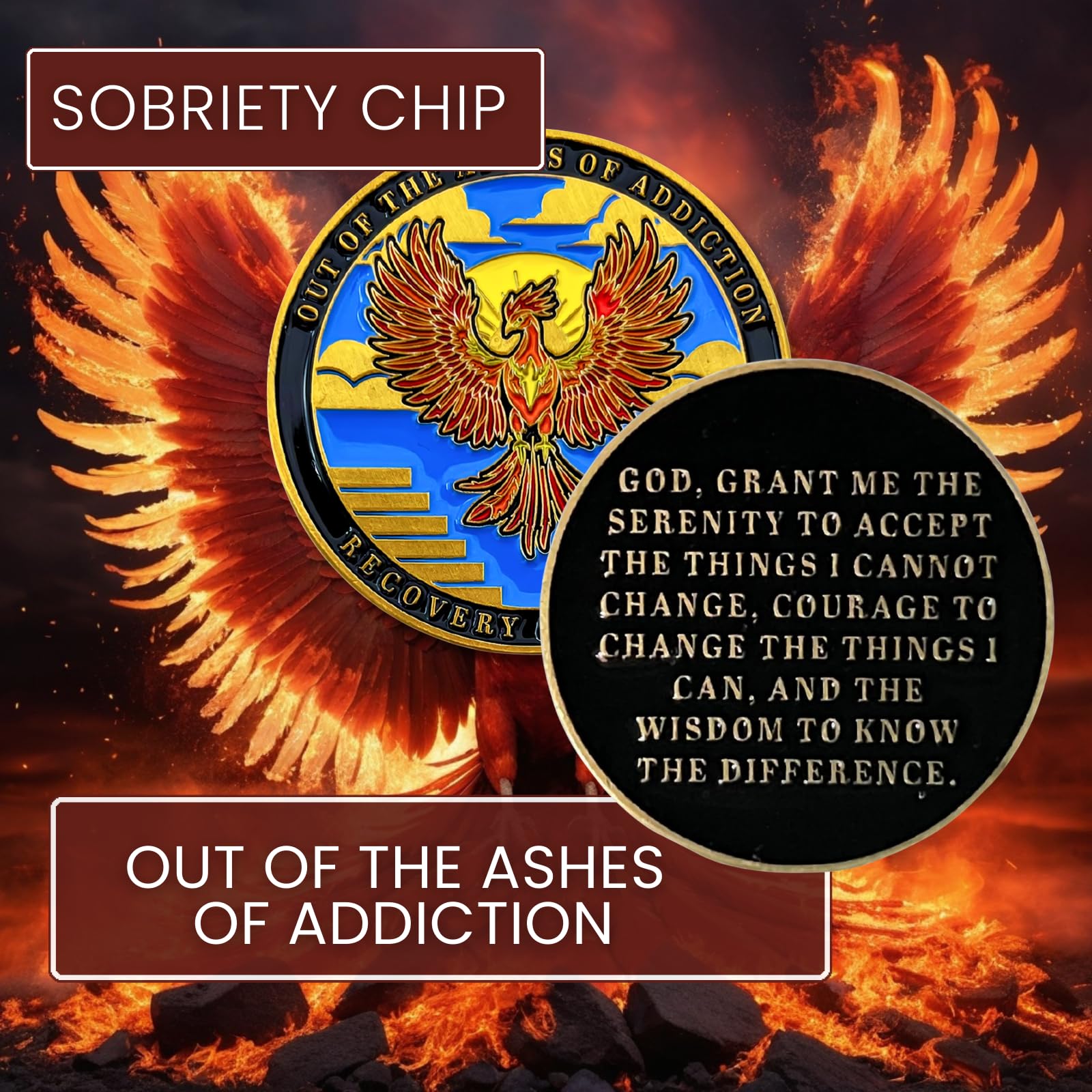 1.5 Inch AA Sobriety Medallion Token - Recovery Chip for Men & Women in AA, NA - Inspirational Gift for Sobriety Milestones - Perfect for 12-Step Meetings & Celebrations