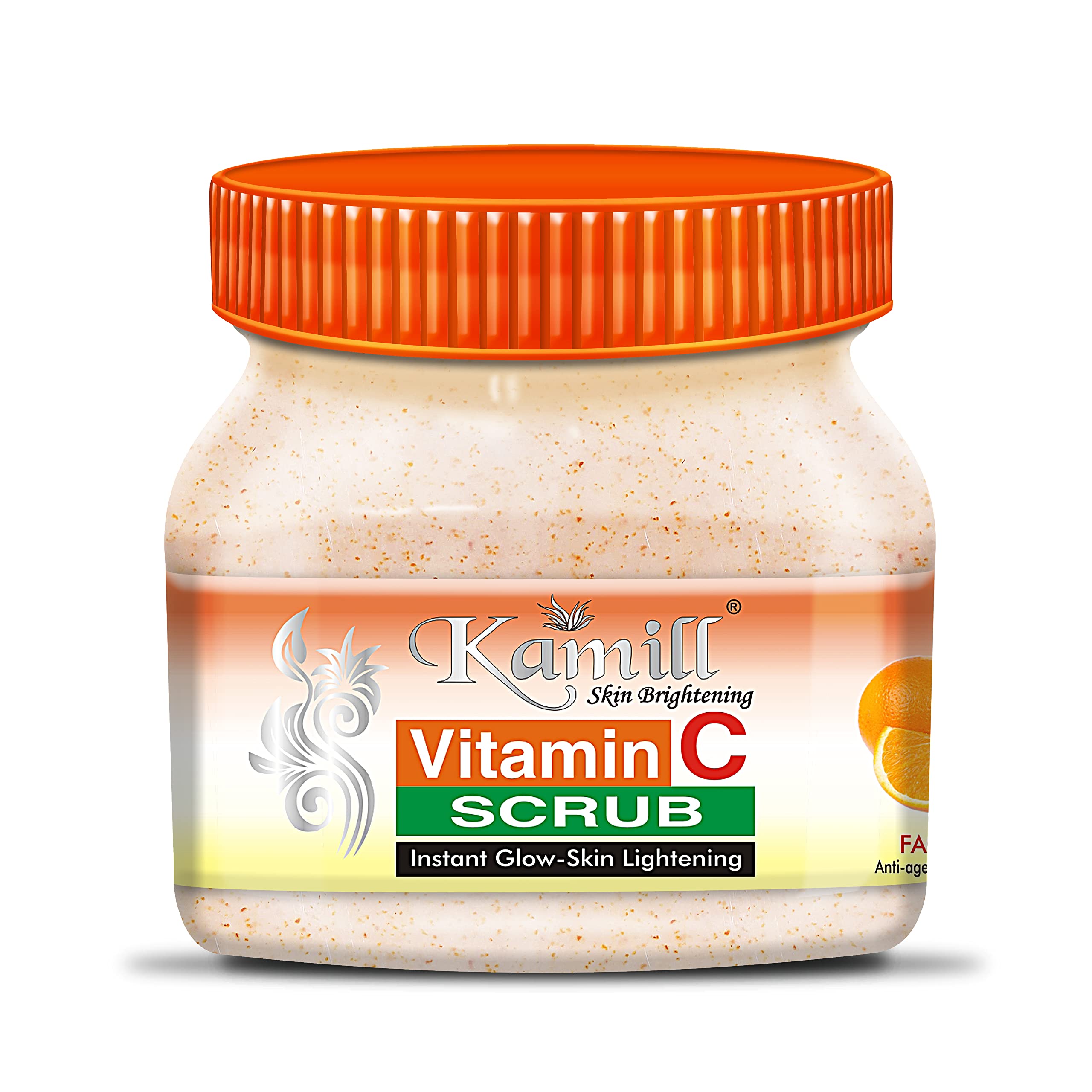 Kamill Vitamin C Body Scrub & Face Scrub - Exfoliating Scrub for Women & Men | Blackhead & Whitehead Remover | Dead Skin Cell Removal | Brightening Facial Treatment (500g) | Perfect for Daily Skincare Routine & Spa Day at Home