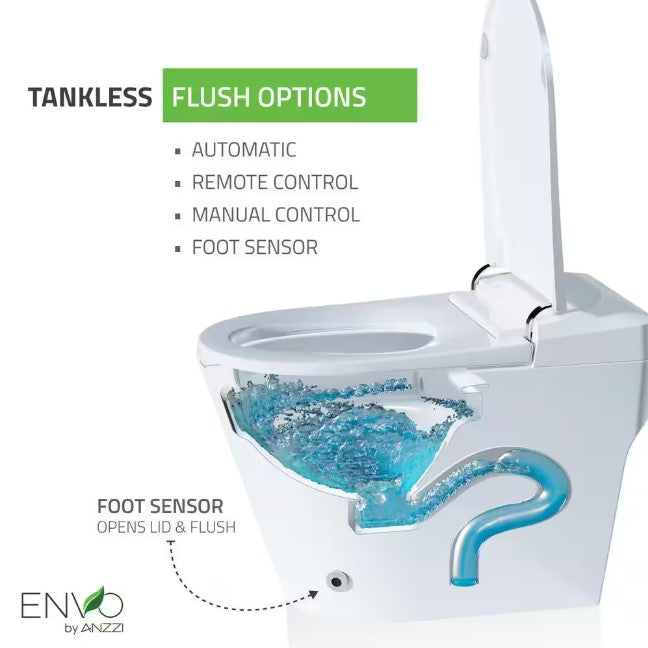 Anzzi TL ST950WIFI WH Envo Echo Smart Bidet Toilet - 1.28 GPF Elongated Bowl with Voice & WiFi Control - Modern Touchless Flushing for Hygienic Bathroom Experience - Perfect for Smart Homes and Luxury Bathrooms