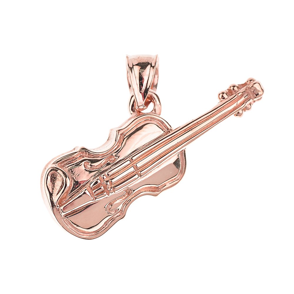 14K Rose Gold Violin Music Charm Pendant Necklace - Elegant Jewelry Gift for Musicians, Music Lovers & Graduates | Perfect for Concerts, Performances & Special Occasions