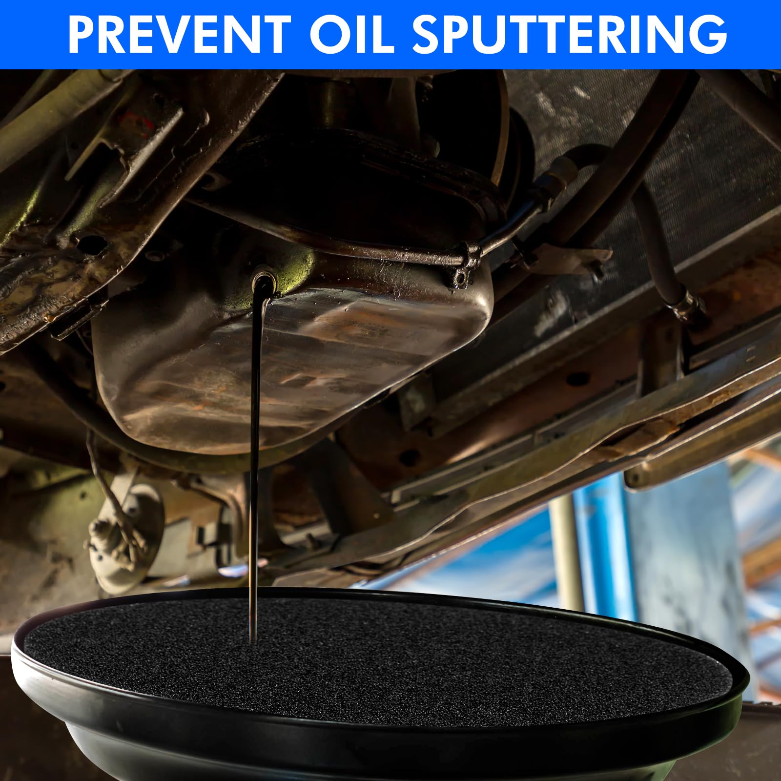 6Pcs Oil Drain Splash Pad - 15 Inch Round Black Oil Change Pan Mat for Automotive Repair & Technicians | Drip Protection for Oil Pans, Spill Containment & Workshop Safety | Perfect for DIY Car Maintenance & Professional Garage Use