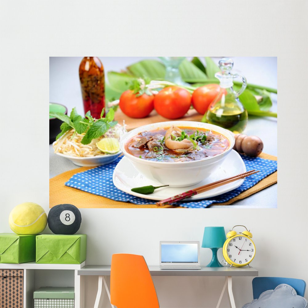 Vietnamese Food & Decor Peel and Stick Wall Mural - 72x48 Inch Removable Graphic Art (WM79932) - Perfect for Kitchen, Dining Room & Asian Restaurant Decor