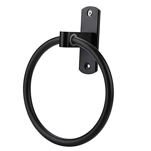 Stainless Steel Black Towel Holder - Round Wall Mounted Towel Ring & Rack for Bathroom | Durable Bathroom Accessories for Home, Hotel & Spa Decor