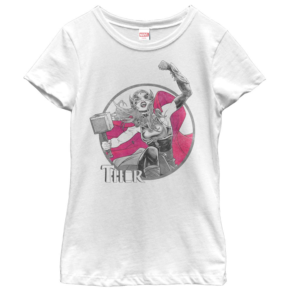 Marvel Thor Power T-Shirt for Girls - Superhero Graphic Tee for Kids - Perfect for Cosplay, Halloween & Everyday Wear