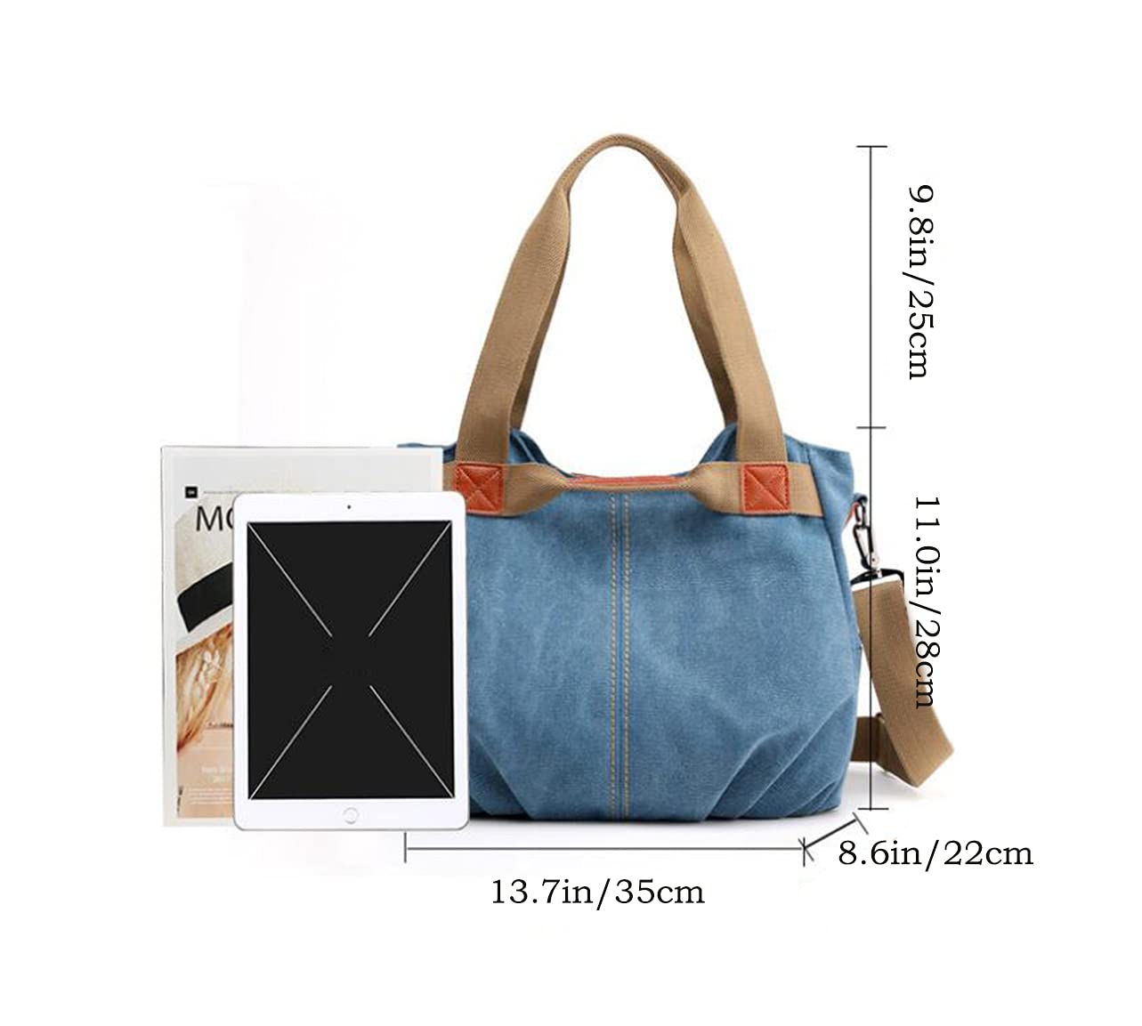 Stylish Canvas Retro Large Capacity Tote Bag for Women - Fashionable Hobo Clutch & Crossbody Messenger Purse - Perfect for Work, Travel, Shopping & Daily Use