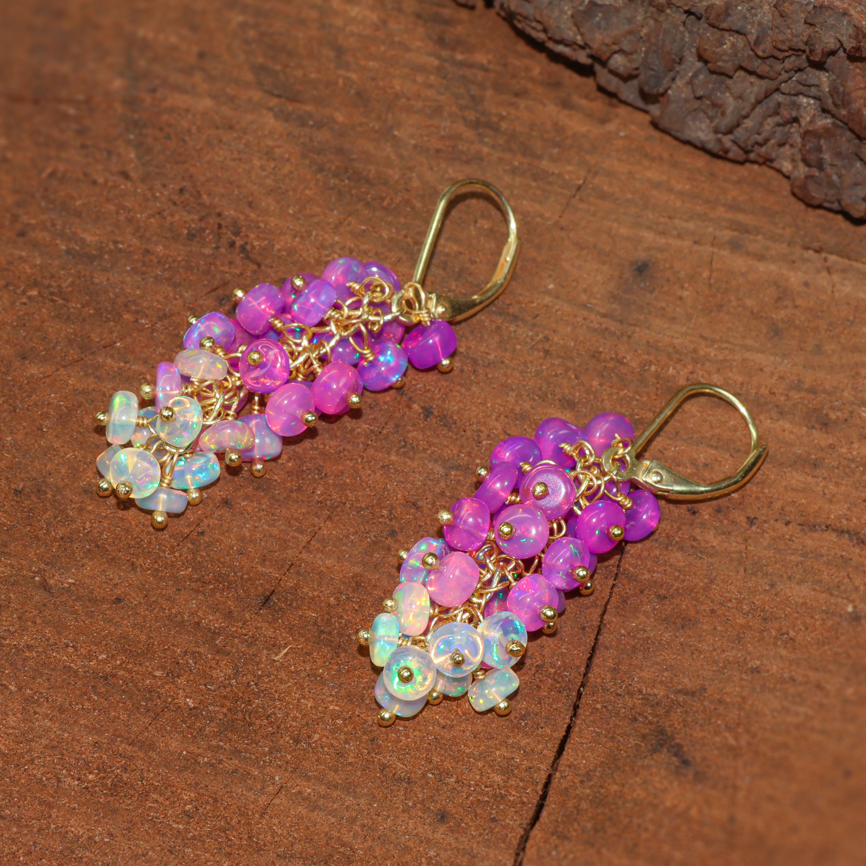 Natural Purple Opal Shaded Beads Cluster Handmade Dangle Earrings for Women | Boho Chic Jewelry Gift | Perfect for Parties, Weddings & Special Occasions