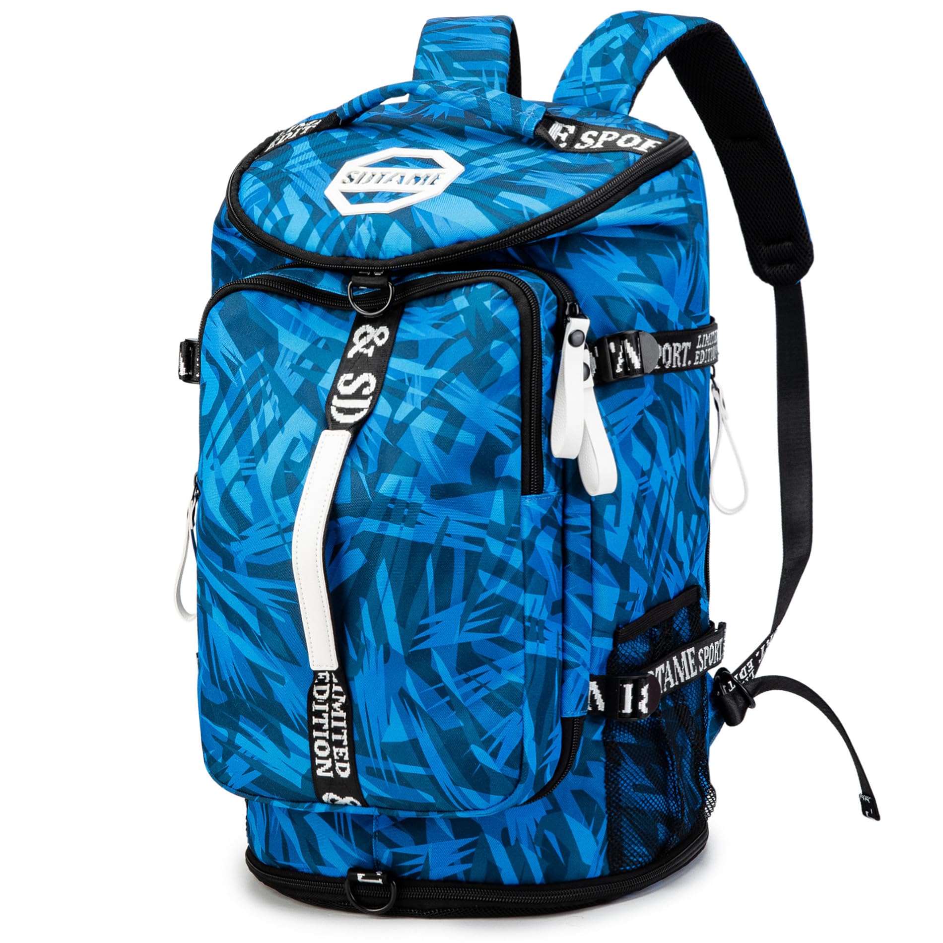 Multi-Functional Gym Duffle Backpack with Shoe Compartment & Waterproof Layer - 4-Way Convertible Travel Backpack for Men & Women - Perfect for Fitness, Gym, Travel, Camping & Weekend Getaways - Includes Laptop Compartment for Work or School
