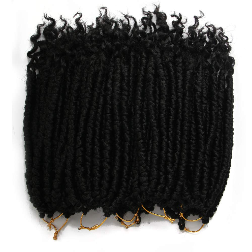 12 Inch Black Crochet Hair for Women - 8 Packs Spring Twist Crochet Braiding Hair with Curly Ends (1B#) - Perfect for Protective Styles, Box Braids & Natural Hair Looks