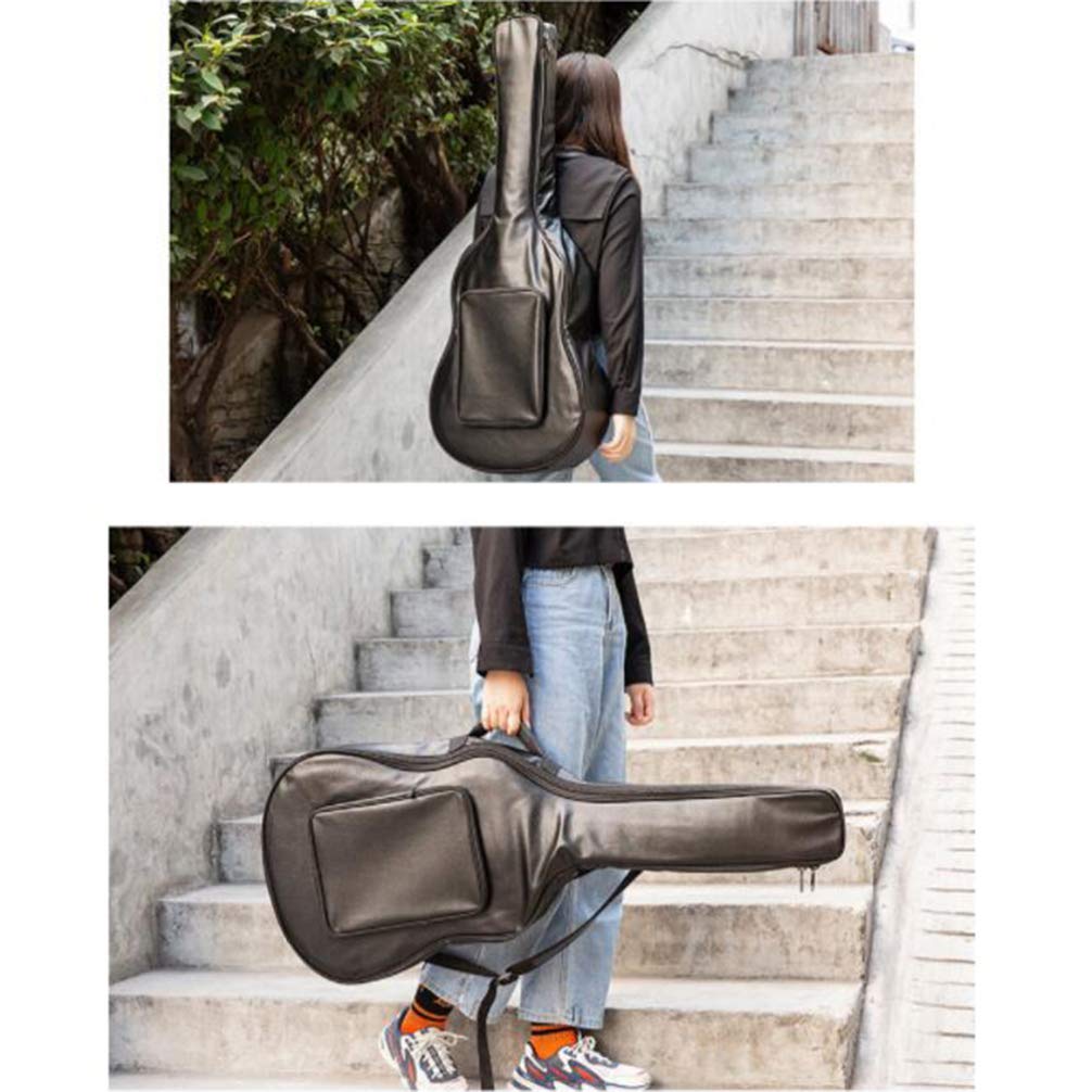 Vaguelly 40/41 Inches Water Resistant Acoustic Guitar Case with Double Shoulder Straps - PU Leather Gig Bag for Folk & Classical Guitars - Perfect for Travel, Storage & Outdoor Performances