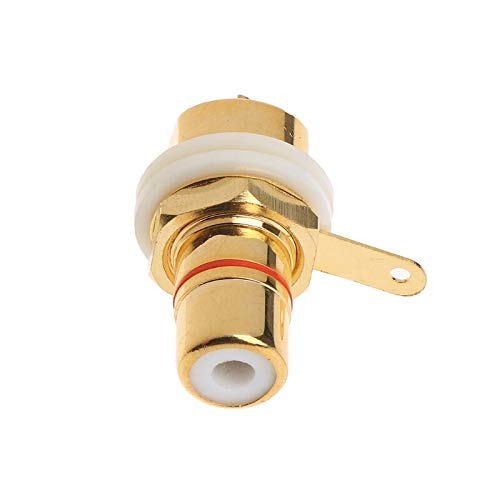 2-Pack CMC Gold Plated Copper RCA Female Phono Jack Panel Mount Chassis Connector - High-Quality Audio Equipment for Home Theater & Professional Studio Setup
