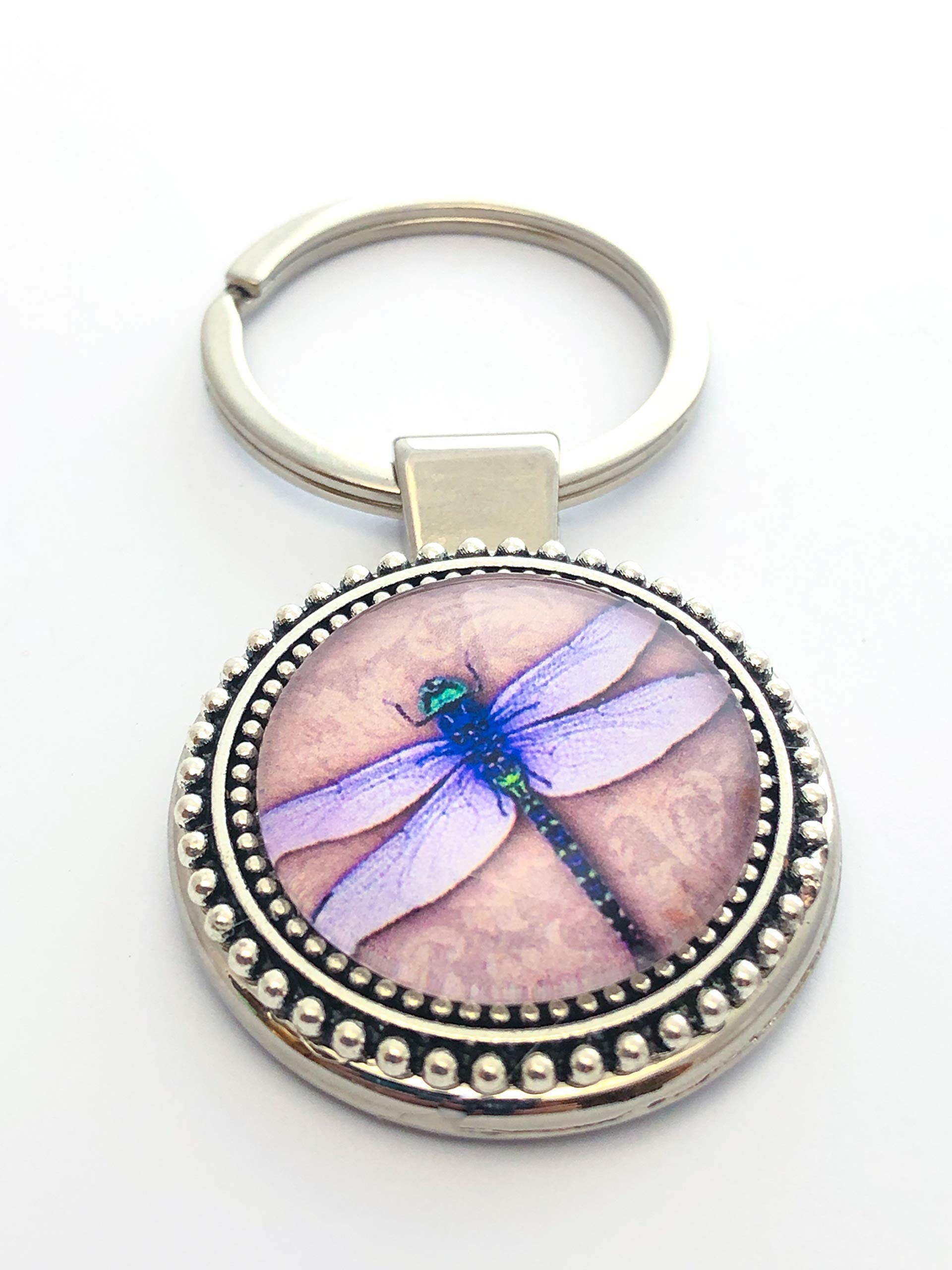 Handmade Lavender Dragonfly Keychain for Women - Cute Gifts for Her, Unique Accessories for Purse, Bag, Keys - Perfect for Birthday, Anniversary, Mother's Day
