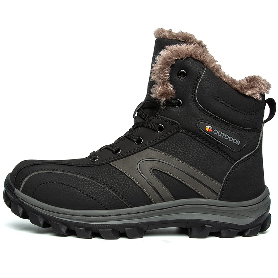 Men's Waterproof Hiking Boots - Winter Warm Fur Lined Snow Boots for Outdoor Trekking & Backpacking | Ideal for Mountain Climbing, Camping & Snowy Adventures
