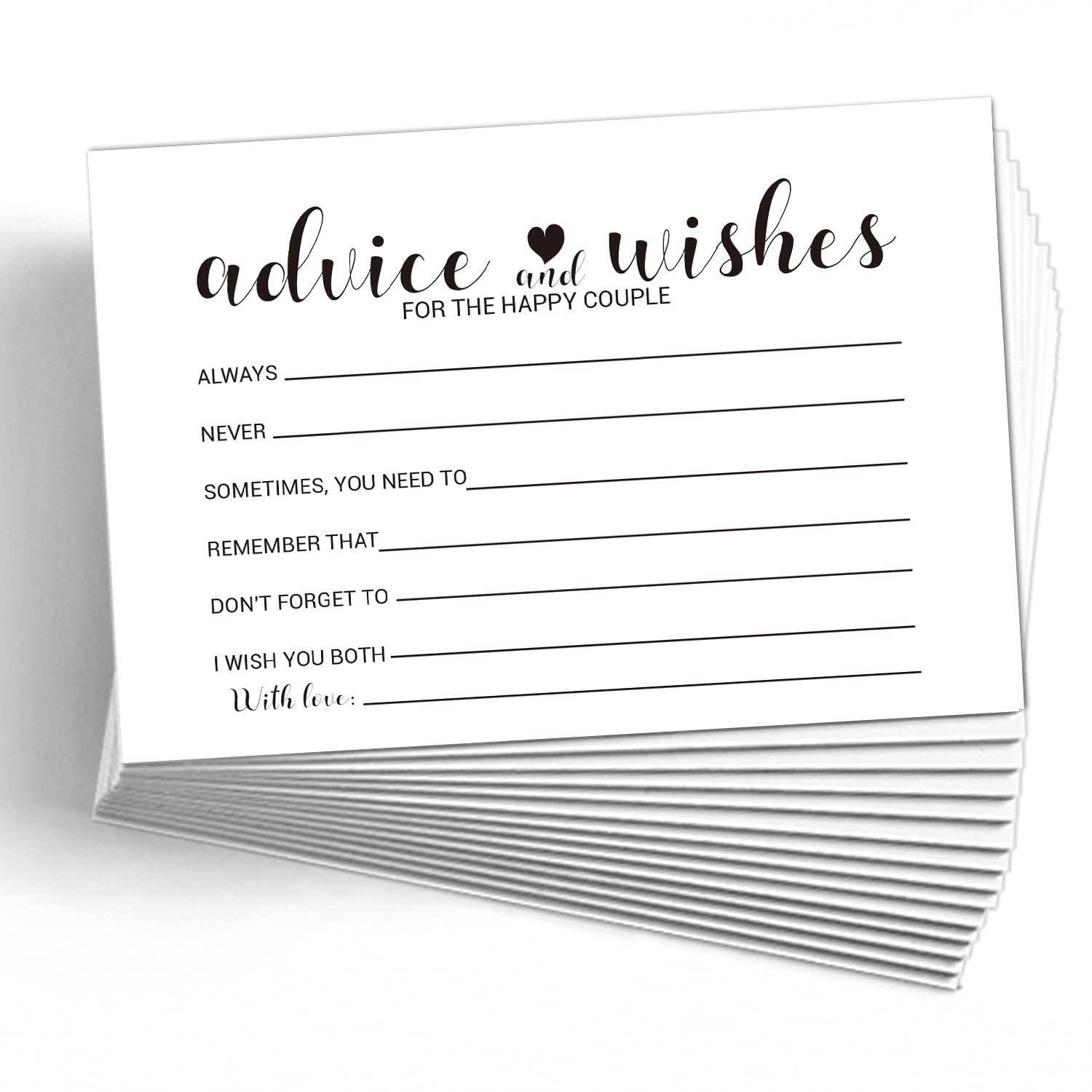 50 Pack Wedding Advice Cards Set - Thoughtful Wishes for Bride & Groom, Newlyweds, Mr & Mrs - 4x6 Inch Blank Cards for Bridal Shower, Wedding Reception Guest Book - Perfect for DIY Wedding Decor & Keepsakes
