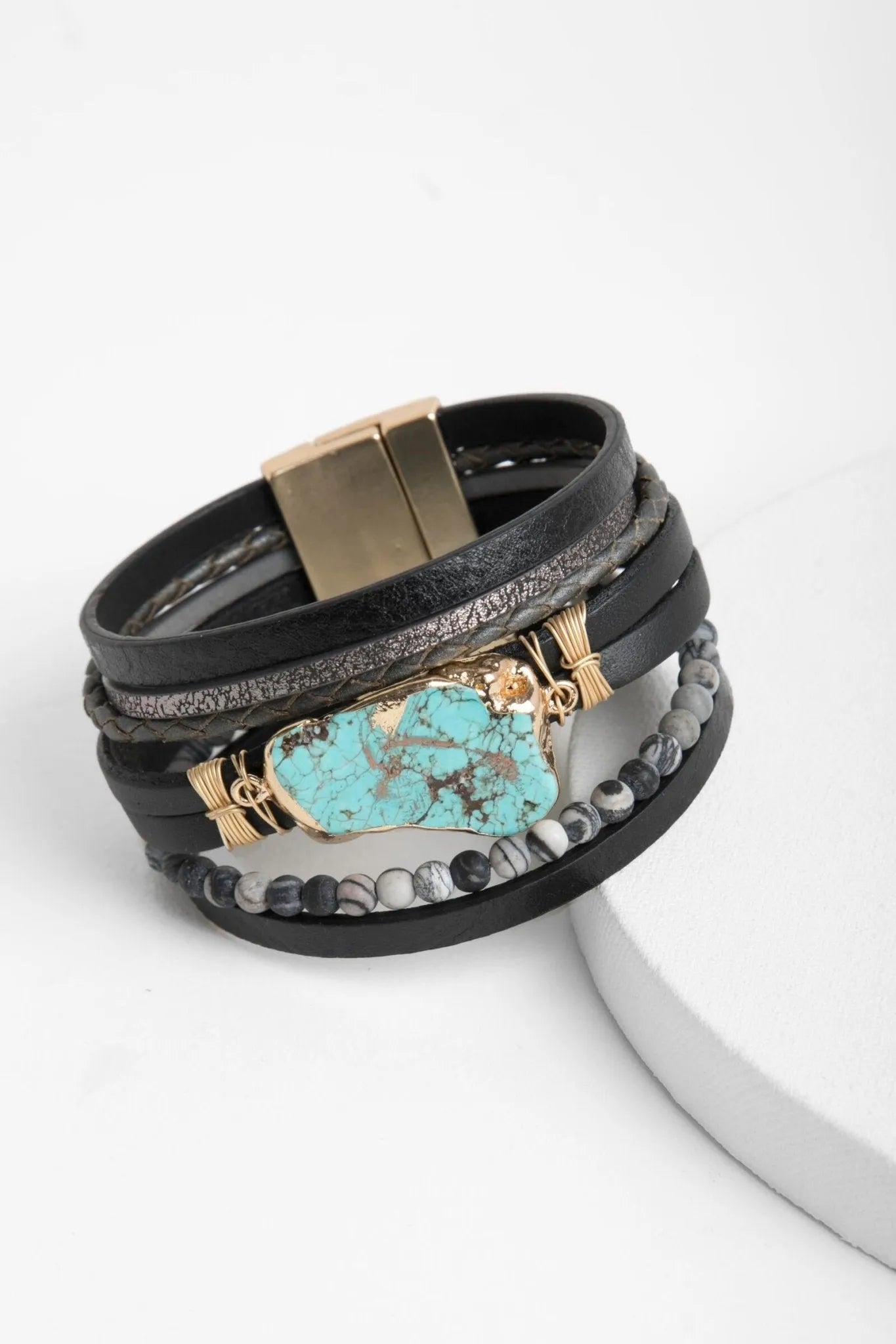 Aquamare Genuine Leather Bracelet for Men & Women - Waterproof & Durable Fashion Accessory for Outdoor, Travel & Daily Wear