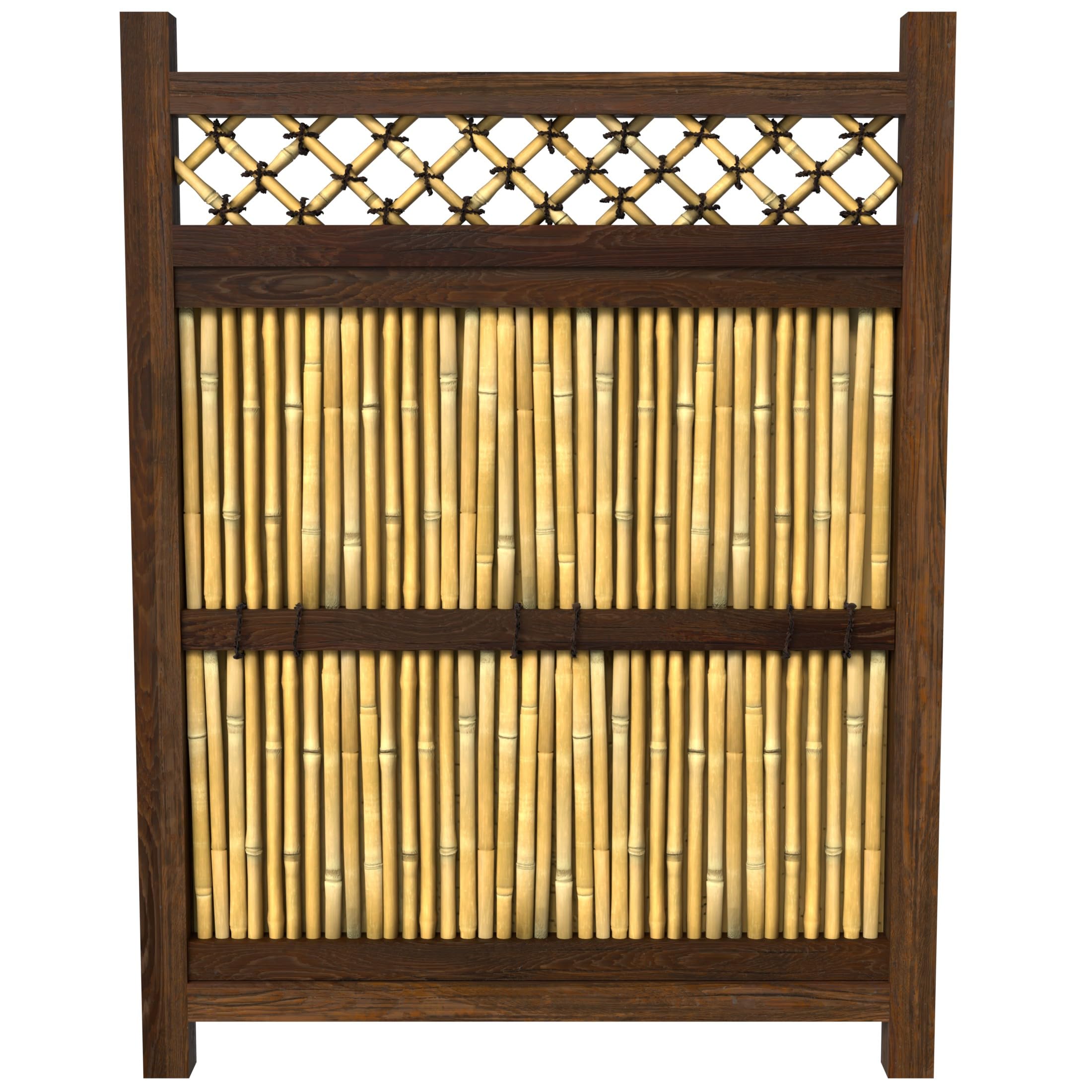 Japanese Bamboo Zen Garden Fence Panel - 4ft x 3ft Red Lantern Decorative Outdoor Privacy Screen for Patio, Yard & Asian-Themed Landscaping