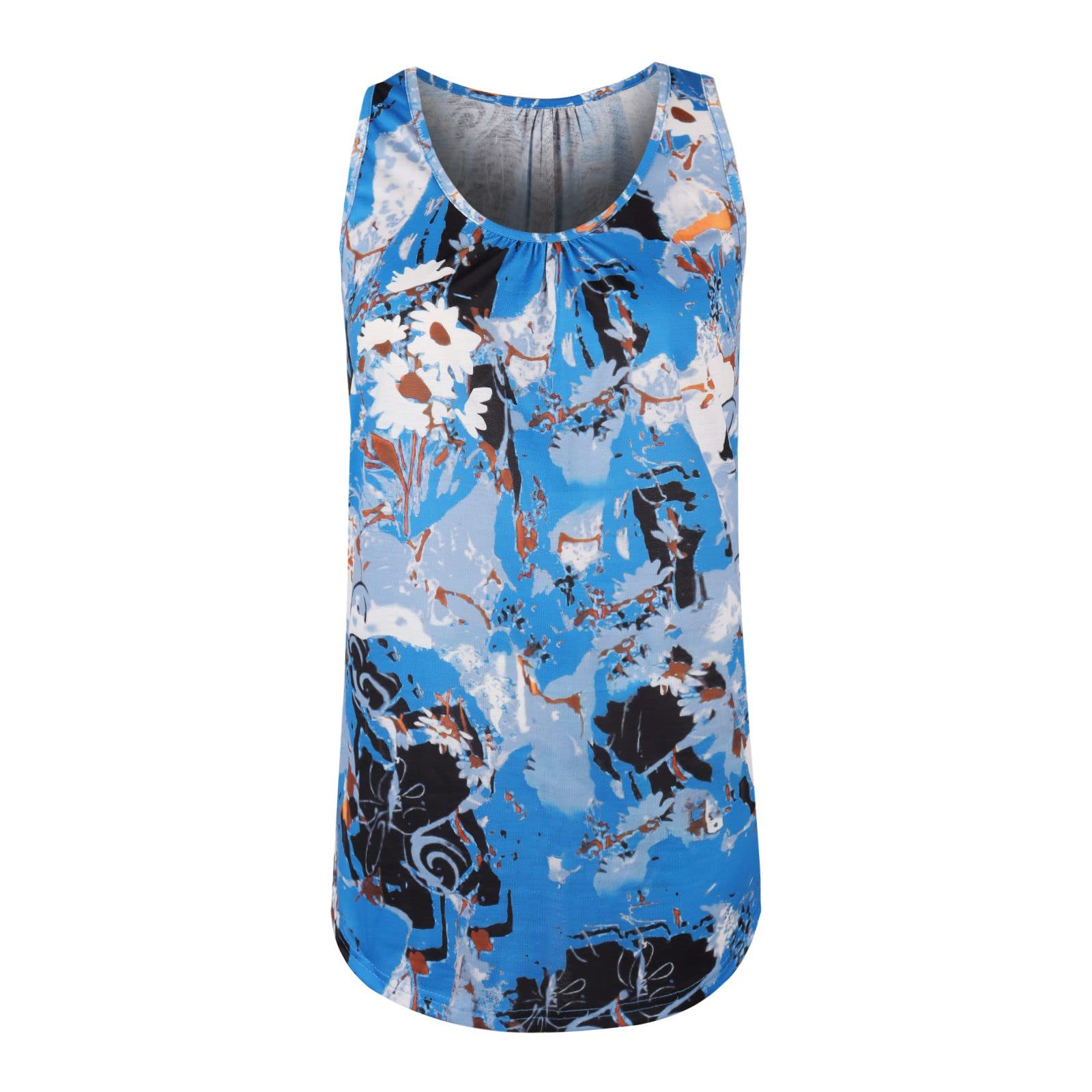 QUFECH Women's Summer Sleeveless Blouse - Round Neck Pullover Top with Floral Print | Casual Wear for Beach, Office & Date Night